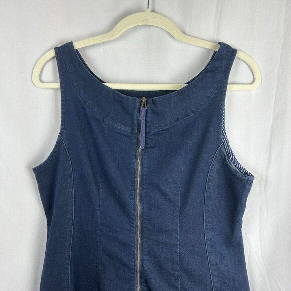 Holding Horses Anthropologie Denim Ribbon Dress Women 12 Blue Stretch Boho - Picture 10 of 13